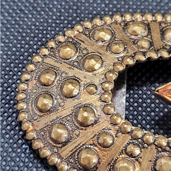 Vintage Art Deco Marquise Glass & Gold‎ Belt Buckle – Retro Accessory Find main image 4
